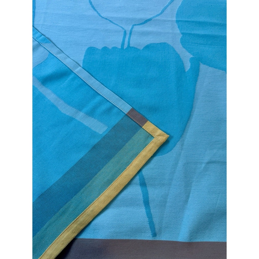 Robert Leheros Moutet rare French Flowers tablerunner Gorgeous Blues Yellows NEW - Picture 4 of 8